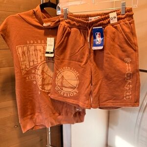 *RARE* NWT Golden State Warriors sleeveless hoodie & shorts Set NBA x Cotton On